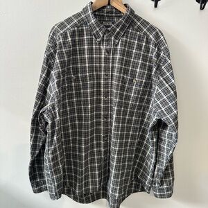 Men's XL Navy and Olive Plaid Button-Down Shirt